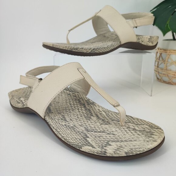 Vionic Shoes - Vionic  Women's Tala T Strap Toe Sandal Cream Leather Sandals Size 11